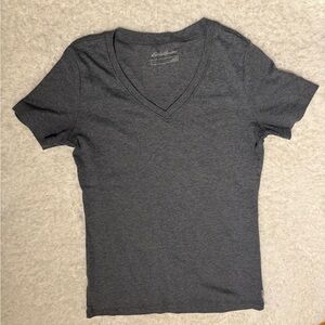 EUC Eddie Bauer V-Neck Women's Tee Tall Large Charcoal